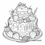 Intricate Kawaii Cake Coloring Pages 1