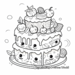Intricate Kawaii Cake Coloring Pages 2