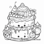 Intricate Kawaii Cake Coloring Pages 3