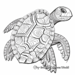 Intricate Loggerhead Turtle Shell Coloring Pages 2
