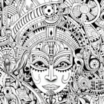 Intricate Mardi Gras Coloring Pages for March 1