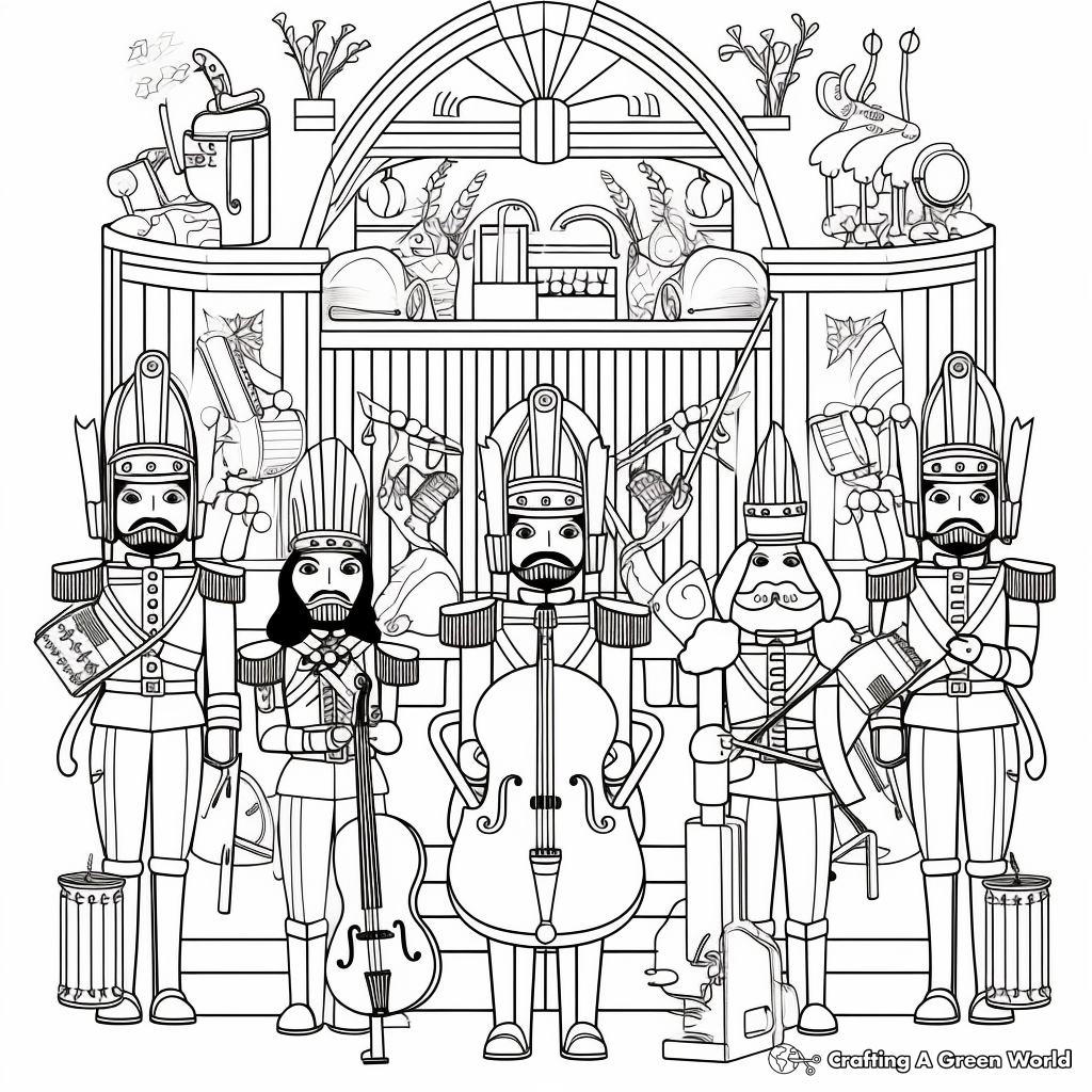 Intricate Nutcracker Orchestra Coloring Pages 1