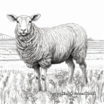 Intricate Sheep in Pasture Coloring Pages 1