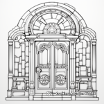 Intricate Stained Glass Door Coloring Pages 2