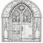 Intricate Stained Glass Door Coloring Pages 4