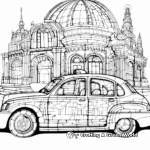 Intricate Stained Glass-Style Taxi Coloring Pages 1