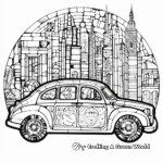 Intricate Stained Glass-Style Taxi Coloring Pages 2