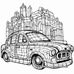 Intricate Stained Glass-Style Taxi Coloring Pages 3