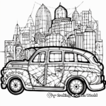Intricate Stained Glass-Style Taxi Coloring Pages 4