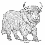 Intricate Tibetan Yak Coloring Pages for Adults 1