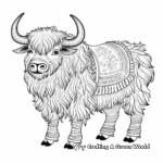 Intricate Tibetan Yak Coloring Pages for Adults 4