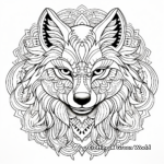 Intricate Wolf Mandala Coloring Pages for Adults 4