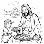 J is for Jesus Feeding the 5000 Coloring Page 1