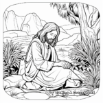 J is for Jesus Praying in the Garden of Gethsemane Coloring Page 1