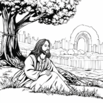 J is for Jesus Praying in the Garden of Gethsemane Coloring Page 4