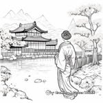 Japanese Hanami Festival Coloring Pages for Adults 1
