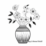 Japanese Ikebana Vase Flower Arrangement Coloring Pages 2