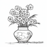 Japanese Ikebana Vase Flower Arrangement Coloring Pages 3