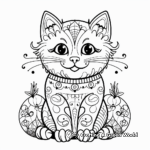 Jolly Christmas Cat with Ornaments Coloring Pages 3