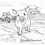 Jolly Farm Pig in Mud Coloring Pages 2