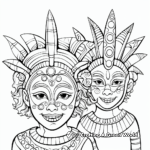 Jovial Mardi Gras Masks Holiday Coloring Pages for Kids 1