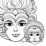 Jovial Mardi Gras Masks Holiday Coloring Pages for Kids 4
