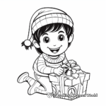 Joyful Elf on the Shelf with Christmas Gifts Coloring Pages 4