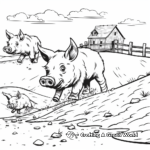Jumping Pigs in Mud Coloring Pages 2