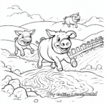 Jumping Pigs in Mud Coloring Pages 4