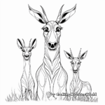 Kangaroo Family Coloring Pages: Male, Female, and Joey 1