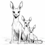 Kangaroo Family Coloring Pages: Male, Female, and Joey 4