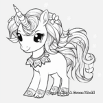 Kawaii Style Unicorn and Rainbow Coloring Pages 2