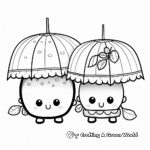Kawaii Umbrella Friends Coloring Pages for Kids 1