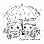 Kawaii Umbrella Friends Coloring Pages for Kids 3