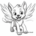 Kid-Friendly Cartoon Flying Winged Wolf Coloring Pages 3