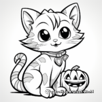 Kid-Friendly Cartoon Halloween Cat Coloring Pages 1
