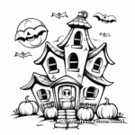 Kid-Friendly Cartoon Haunted House Coloring Pages 1