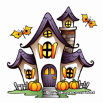 Kid-Friendly Cartoon Haunted House Coloring Pages 3