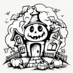 Kid-Friendly Cartoon Haunted House Coloring Pages 4