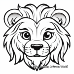 Kid-Friendly Cartoon Lion Face Coloring Pages 1