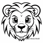 Kid-Friendly Cartoon Lion Face Coloring Pages 2