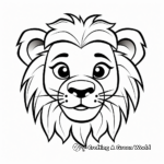 Kid-Friendly Cartoon Lion Face Coloring Pages 3