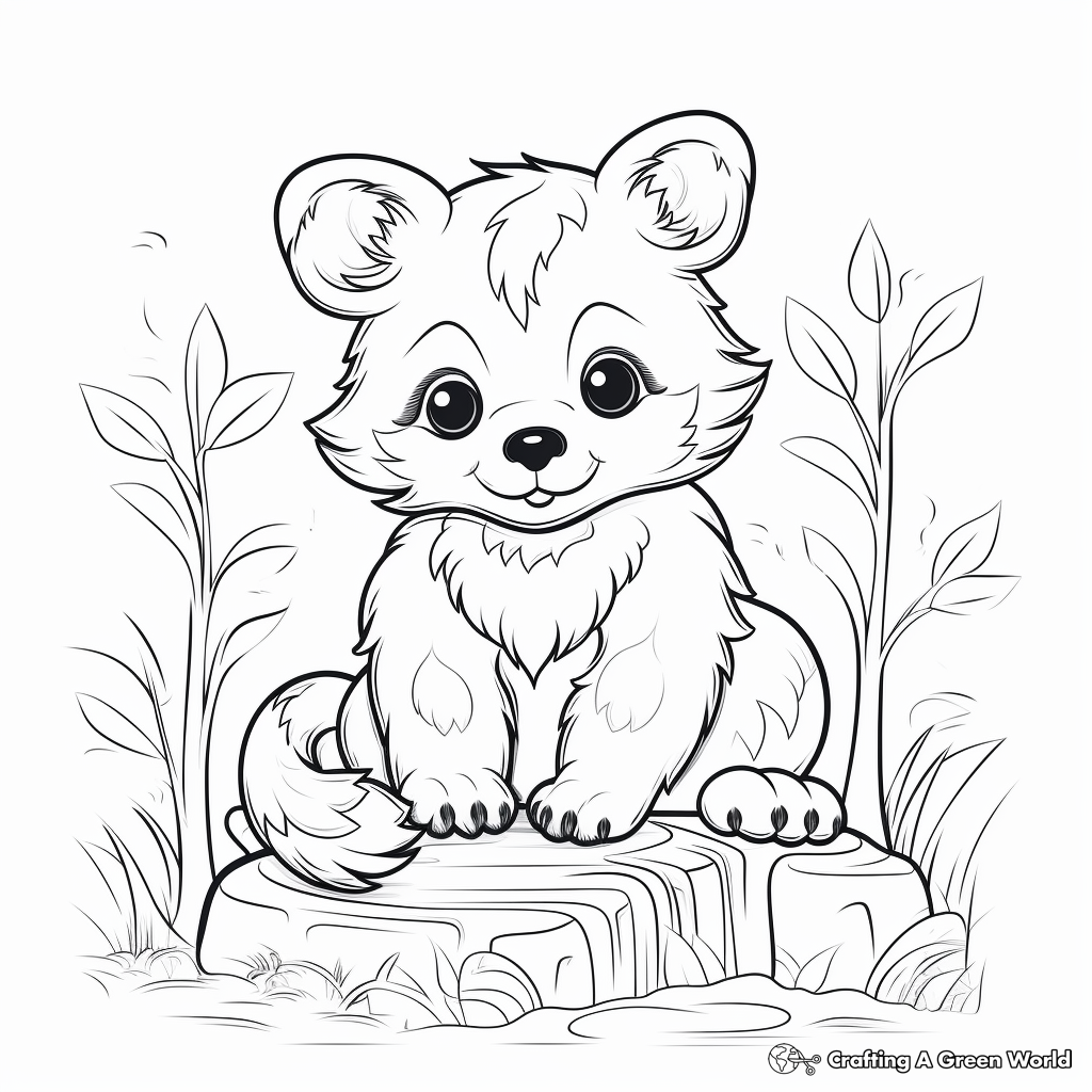 Kid-Friendly Cartoon Red Panda Coloring Pages 2