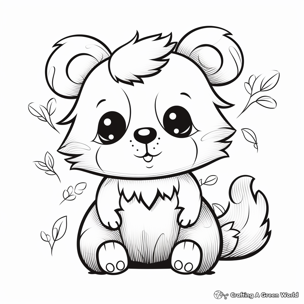 Kid-Friendly Cartoon Red Panda Coloring Pages 4