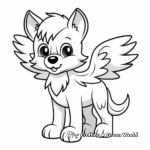 Kid-Friendly Cartoon Wolf with Wings Coloring Pages 1
