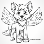 Kid-Friendly Cartoon Wolf with Wings Coloring Pages 2