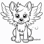 Kid-Friendly Cartoon Wolf with Wings Coloring Pages 3