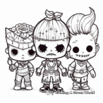 Kid-Friendly Day of the Dead Characters Coloring Pages 1