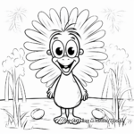 Kid-Friendly Drawing of Turkey Saying Thanks Coloring Pages 4