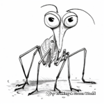 Kid-Friendly Praying Mantis Cartoon Coloring Pages 1